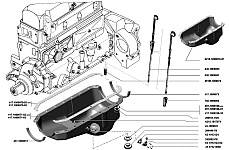 Каталожные номера узлов и деталей системы смазки двигателя УМЗ-4216, масляного картера
