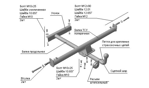 Схема фаркопа на ВАЗ-2114